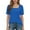 Blue, variant on Women's Summer Casual Fashion Square Neck Puff Sleeve Cuff Button Solid Color Short Sleeve Top - Daily Comfortable Stylish Wear