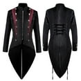 thumbnail image 3 of IROINNID Mens Zip Up Jacket Loose Gothic TailCoat Steampunk Retro Tail Coat Medieval Lapel Court Dress Slim Coat,Black, 3 of 8