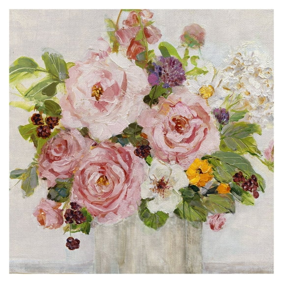 Becoming Blush I Assorted Flower Bouquet by Sally Swatland Canvas Art Print