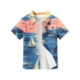 thumbnail image 4 of Abcomgle Hawaiian Shirts for Girls 7-8 Cartoon Sea&Sunset Print Beach Shirts for Boys Button Down Short Sleeve Tourist Hawaii Shirts,Dark Blue,9-10Years, 4 of 5
