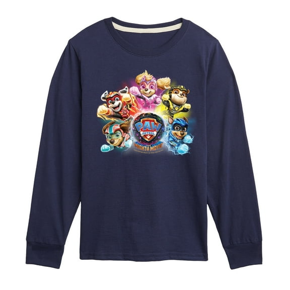 Paw Patrol The Movie - Mighty Movie Character Group - Toddler & Youth Long Sleeve Graphic T-Shirt