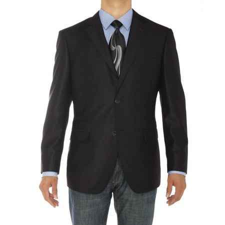 LN LUCIANO NATAZZI Mens Two Button Notch Lapel Blazer Modern Fit Suit Jacket Black