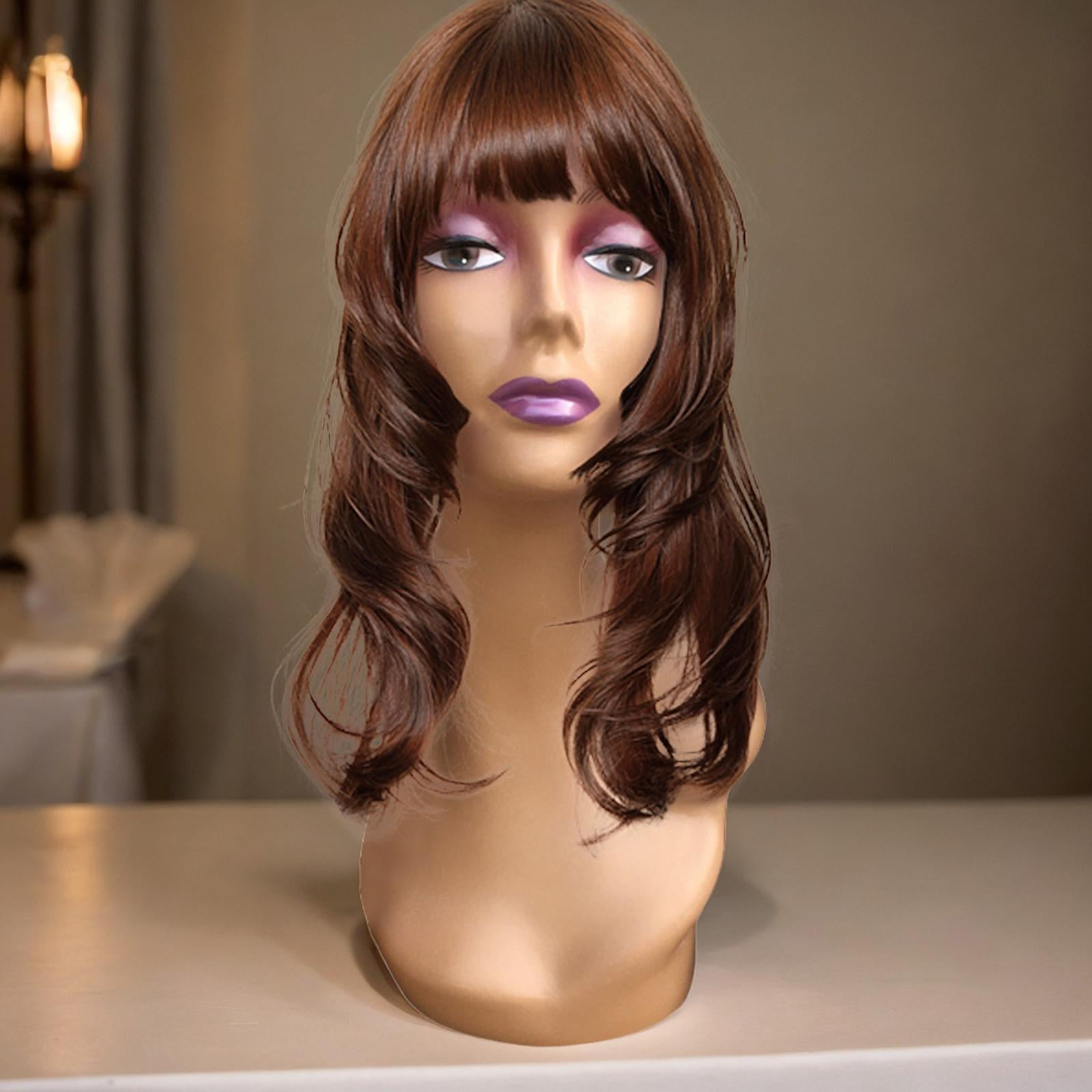 Female Mannequin Head, Manikin Long Neck Durable Multipurpose with Makeup, Professional Display Model for s Displaying Making Styling Style A