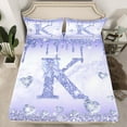thumbnail image 2 of Homewish Purple Sequin Print K Twin Sheet Sets for Kids, Romantic Diamond Love Heart Twin Fitted Sheet, Fashion Mabrling Abstract Flat Sheet, Luxury Bedroom Decor, 3-Piece, 2 of 7