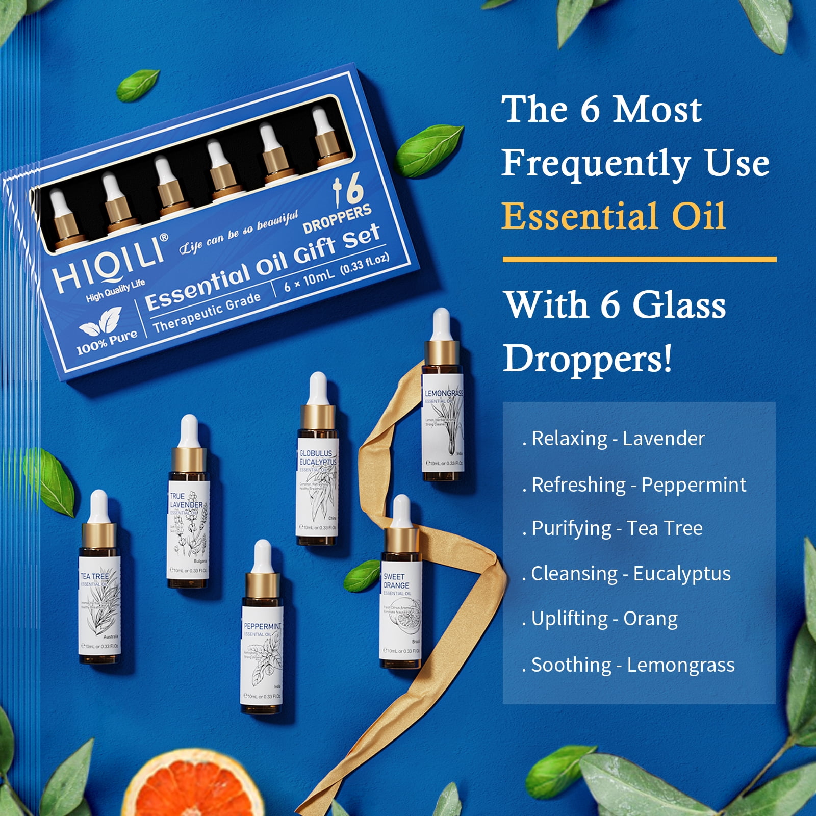 HIQILI Best Essential Oil Set for Men, 6X10ML Manly Fragrance Oil Perfume  DIY
