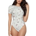 thumbnail image 2 of Uemuo Funny Chicken Pattern Women's One Piece Short Sleeve Swimsuit Rash Guard Surfing Modest Quick-drying Swimsuit Beach Essentials-X-Large, 2 of 9