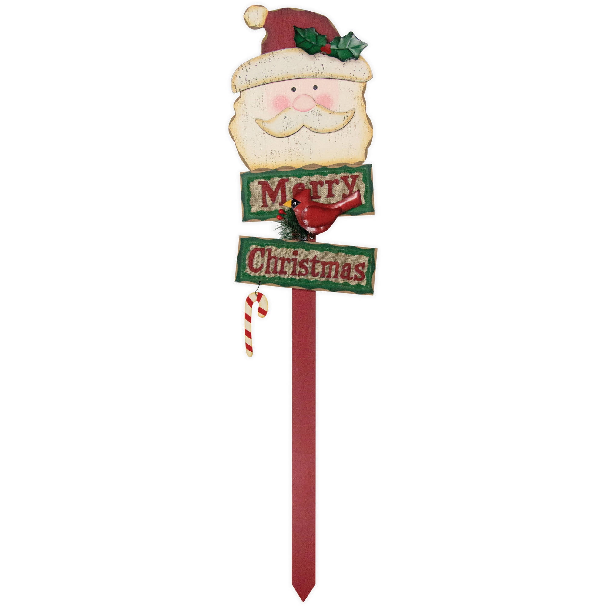 Holiday Time Christmas Decor Santa Wood Yard Stake, 30"  Walmart.com