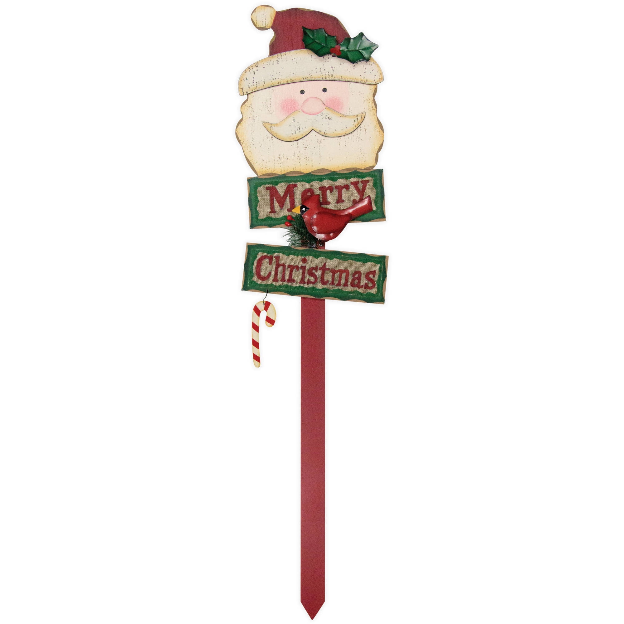 Holiday Time Christmas Decor Santa Wood Yard Stake, 30