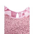thumbnail image 5 of Girls Dresses Summer Outfits Toddler Ribbon Bow Sleeveless Shift Glitter Birthday Party Tulle Trim Ruffle Princess A-Line Kids Formal Champagne Dress 4-5T, 5 of 5