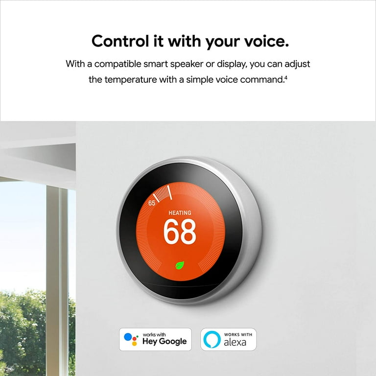 Google Nest Learning Thermostat - Programmable Smart Thermostat for Home -  3rd Generation Nest Thermostat - Works with Alexa - Stainless Steel -  Walmart.com
