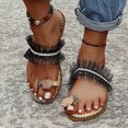 thumbnail image 1 of Zapatos de verano con punta de clip para mujer Sandalias de playa informales con encaje de zapatillas cómodas con diamantes de imitación Wmkox8yii  hj789, 1 of 9
