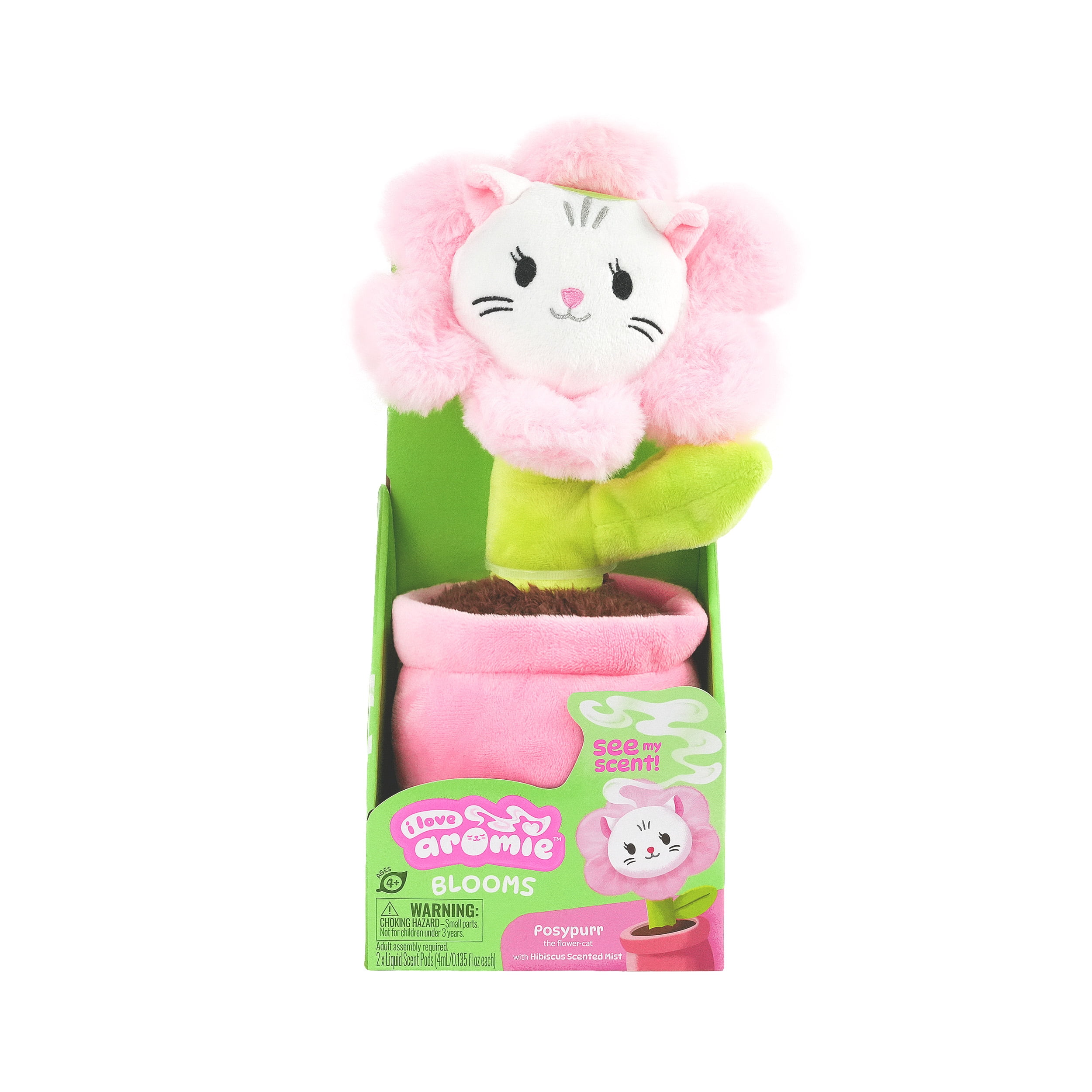 i love aromie™ Posypurr - Hibiscus Scented Flower Plush with Visible Magic Mist. Refillable Fragrance Toy for Kids 4+