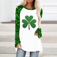 thumbnail image 2 of Plebaso Hauts pour Femmes de la Saint-Patrick Blouses à Col Rond Trèfle Imprimé Manches Longues T-Shirts Décontractés pour Femmes, 2 of 4