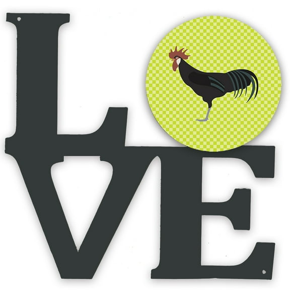 Caroline's Treasures BB7667WALV Minorca Ctalalan Chicken Green Metal Wall Artwork LOVE, 12X12, multicolor