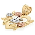 thumbnail image 3 of Ioka-14K Tri Color Gold 15 Years Quinceanera Years Heart Charm Pendant For Necklace or Chain, 3 of 7