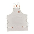 thumbnail image 2 of Delantal de lona, delantal con peto con bolsillos para adultos, delantal de cocina resistente al agua, delantal para pintar, asar, cerámica, Blanco BLESIY Delantal de lona, 2 of 8