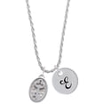 thumbnail image 1 of Delight Jewelry Silvertone Key - Oval Seal Silvertone Script Initial Disc - E - Charm Necklace, 20"+3", 1 of 4