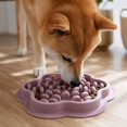 thumbnail image 3 of Pet Silicone Slow Feeder Bowl, Petal Feeding Bowl with Ridge Slow Eating Training Tool for Dog Cat Daily Eating Anti Fast Eating Dark Pink, 3 of 4