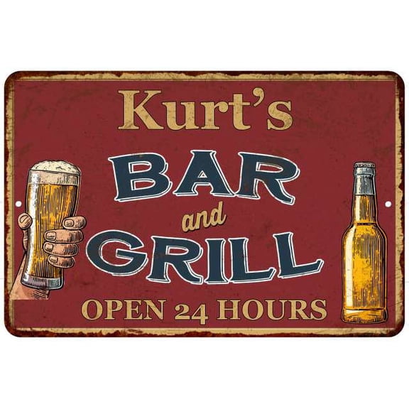 Kurt's Red Bar and Grill Rustic Sign Decor 8x12 108120045113