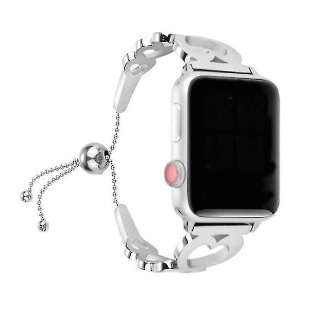 Pulsera con borlas en forma de corazón para Apple iWatch, correa duradera de acero inoxidable