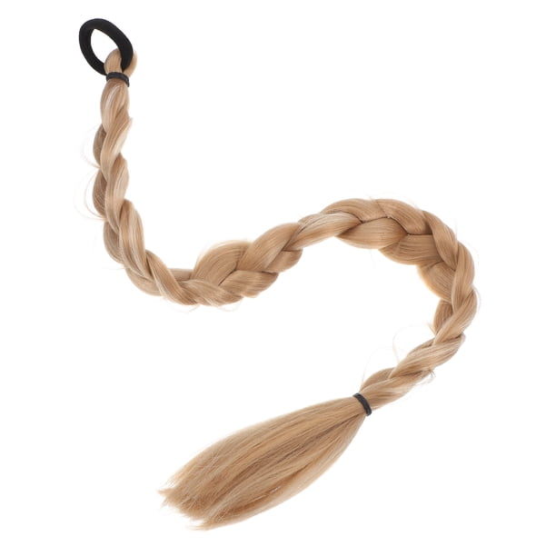 Extensiones de cola de caballo trenzada con gomas para el pelo, postizos sintéticos suaves, accesorio de peinado para mujeres y niñas.