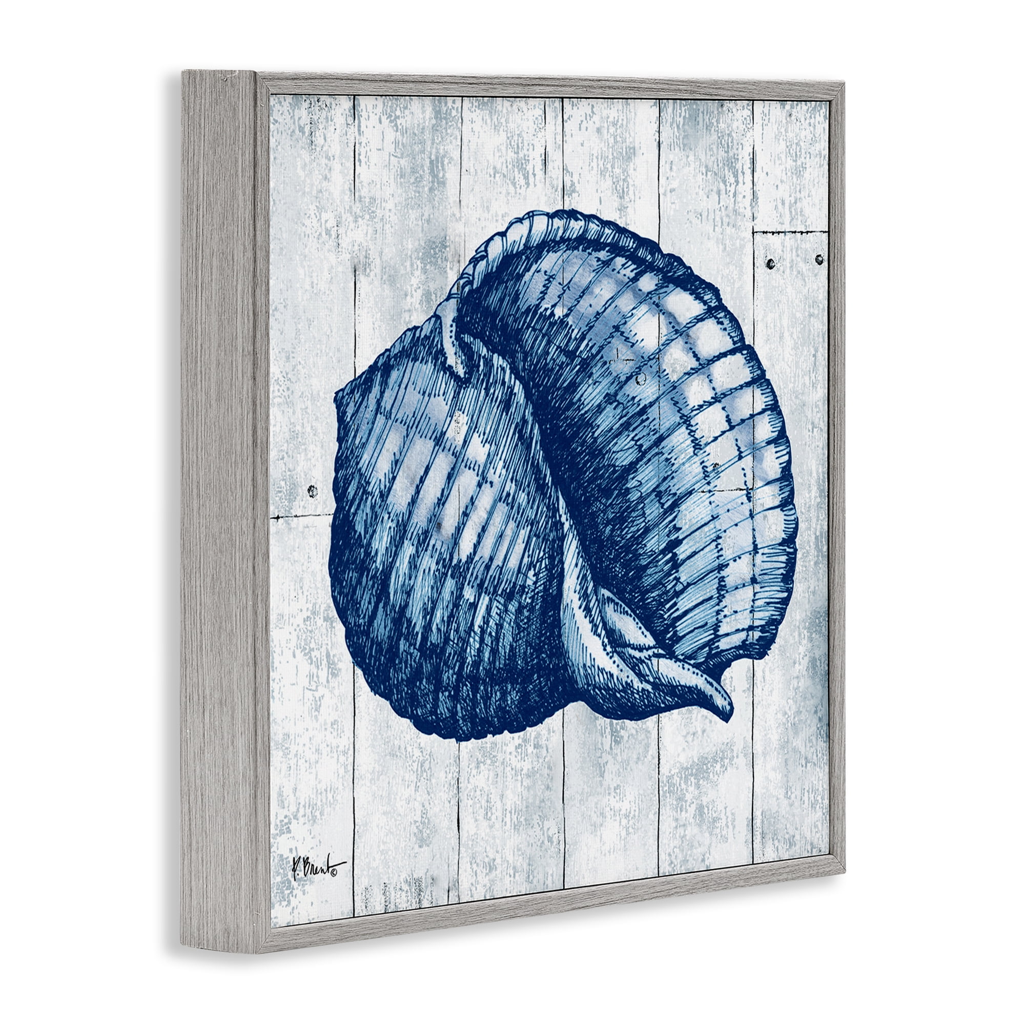Stupell Industries Coastal Timberland Shell Gray Framed Giclee Art, design by Paul Brent