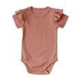 thumbnail image 2 of LIIPEE Summer Solid Color Baby Bodysuits For Boys Ruffle Short Sleeve Crew Neck Casual Onesies Kids Cute Daily Ribbed Crawling Clothing,18-24 Months, 2 of 3