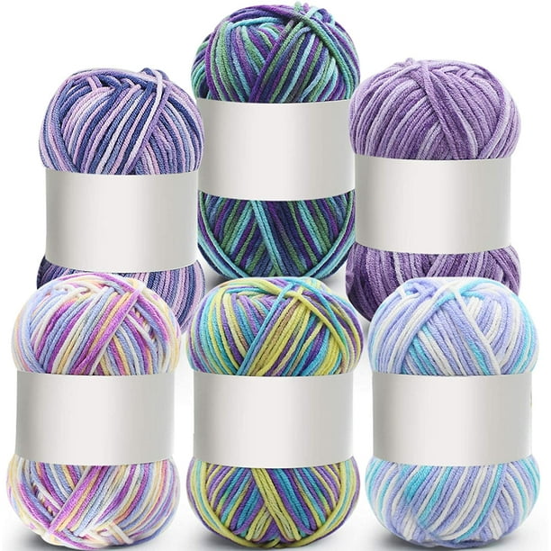 6 Pieces 50 g Crochet Yarn Multi Colored Acrylic Knitting Yarn Hand Knitting Yarn Weaving Yarn Crochet Thread Pink Yellow Green Multicolor Blue
