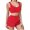 Red, variant on cocolona Fleece Pajamas for Women Set Gradient Print Crop Tank Top and Shorts Pajama Set Fall Winter 2 Piece Lounge Outfits Soft Warm Sleepwear
