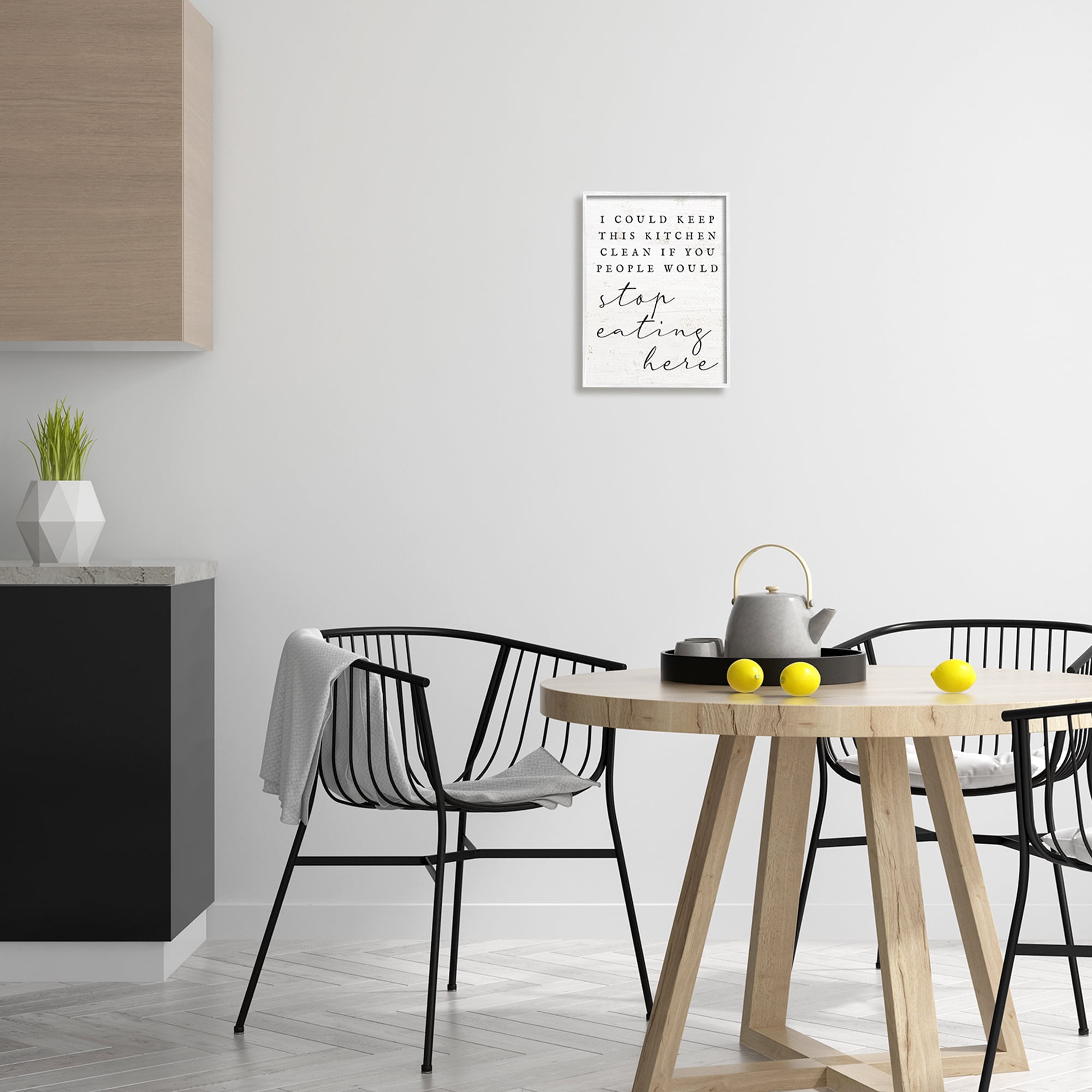Stupell Keep This Kitchen Clean Funny Phrase Food & Beverage Painting White Framed Art Print Wall Art