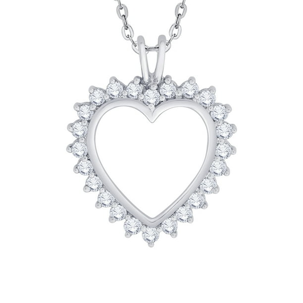 KATARINA Diamond Heart Pendant Necklace in 10K White Gold (1 cttw ...