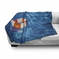 thumbnail image 2 of Coastal Soft Flannel Fleece Throw Blanket, in Crystal Clear Swimming Pool Summer Relaxing Vacation Sports Theme, Cozy Plush for Indoor and Outdoor Use, 50" x 60", Blue Orange White, by Ambesonne, 2 of 5
