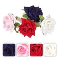 thumbnail image 3 of KAKOWELY 4 servilletas con hebilla de cordón de cáñamo con diseño de rosas realistas, ideales para restaurantes., 3 of 4