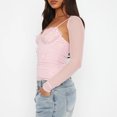 thumbnail image 3 of Conjunto de Top Sexy de 2 piezas con cuello en V y abertura lateral para mujer traje de calle con ajuste ajustado de Color sólido, 3 of 9