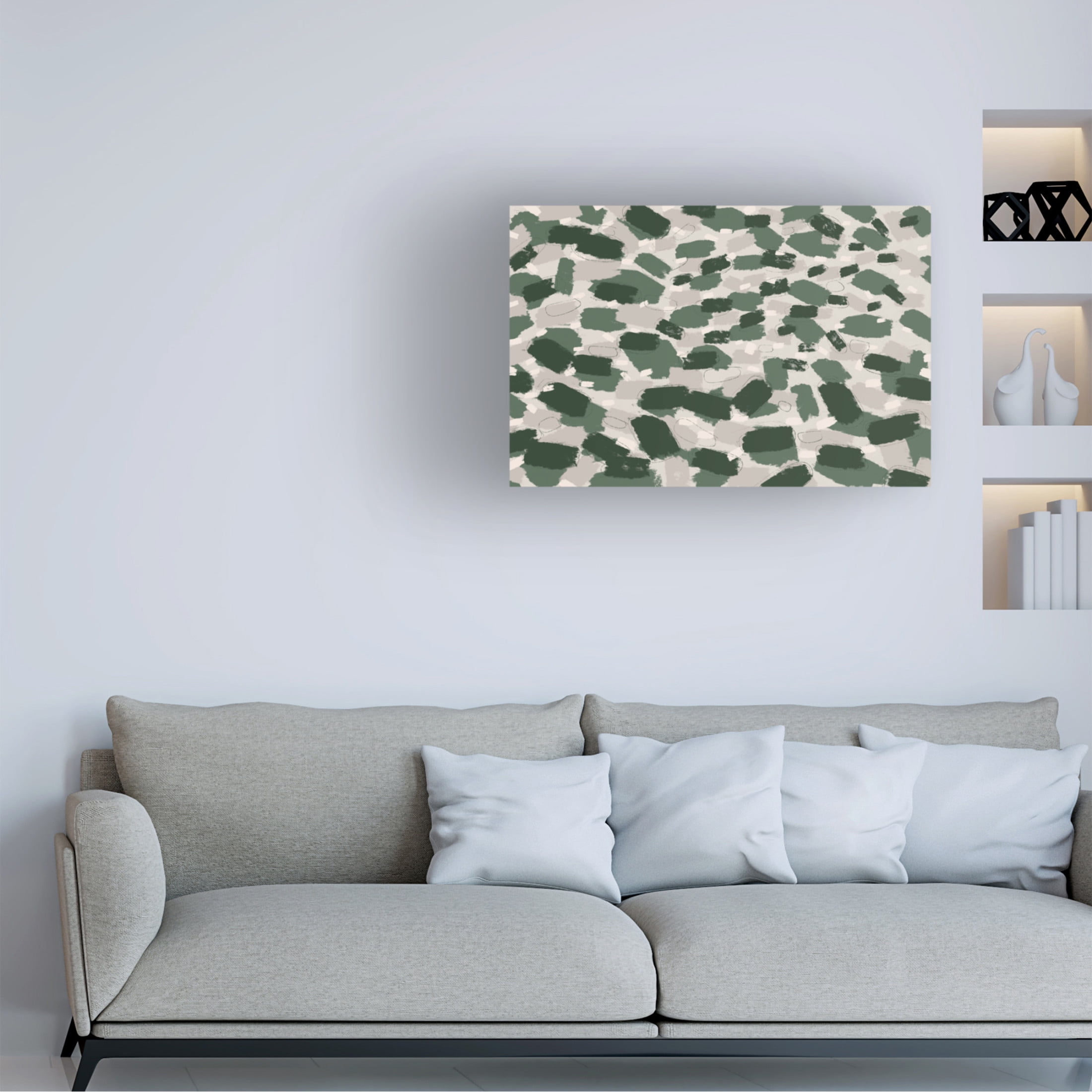 Canvas Wall Art - Treechild 'Green Pastel Strokes' Wall Art for Living Room, Bedroom, or Office D?cor by Trademark Fine Art - 47 x 30 Inches