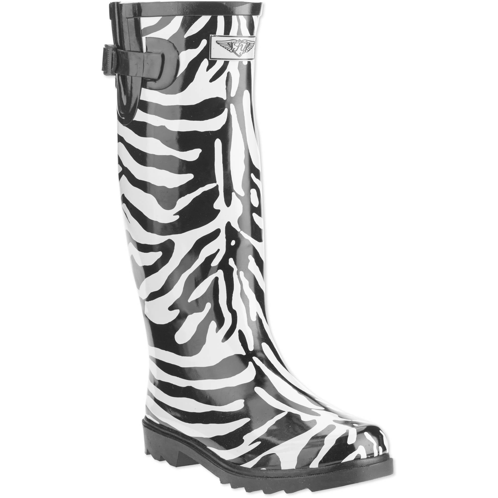 zebra print rain boots