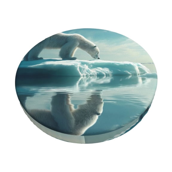 Hirioo Polar Bear On Iceberg for Round Bar Stool Seat Covers Washable Stool Cushion Slipcover Elastic Bar Chair Covers for 12-14 Inch Chair-12 inch