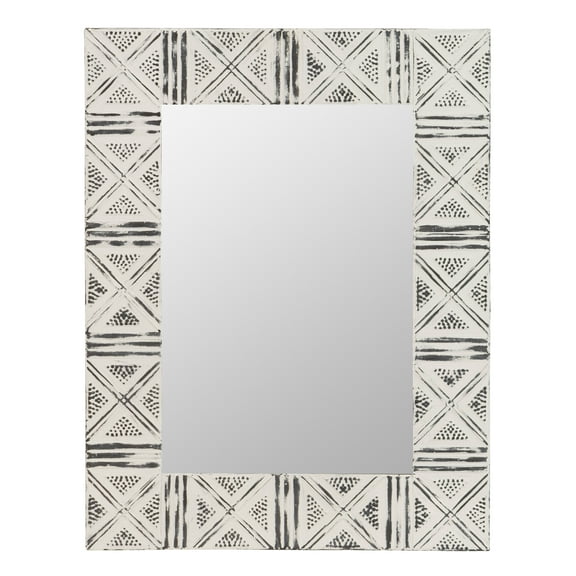 Polina Distressed Metal Wall Mirror with Embossed Frame by Aspire