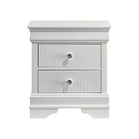 Blaze Modern 2-Drawer Nightstand made with Wood and silver metal Knobs in White