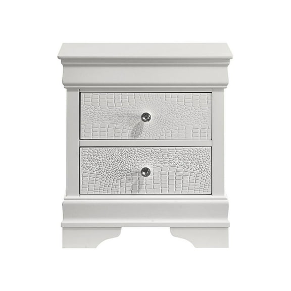 Blaze Modern 2-Drawer Nightstand made with Wood and silver metal Knobs in White