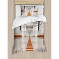 thumbnail image 3 of Outer Space Duvet Cover Set, Spacelaunch Spaceship Futuristic Interior Corridor Mars Planet World Image, Decorative 3 Piece Bedding Set with 2 Pillow Shams, Queen Size, White and Red, by Ambesonne, 3 of 3