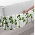 thumbnail image 2 of Palm Tree Bed Skirt, Watercolor Style Forest Pattern of Coconut Trees Growth Ecology, Elastic Bedskirt Dust Ruffle Wrap Around for Bedding Decor, 4 Sizes, Green Cocoa and White, by Ambesonne, 2 of 2