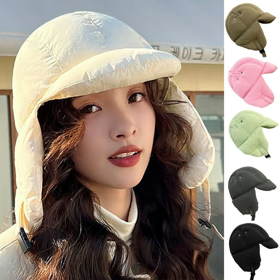 vnanda Adjustable Buckle Hat Winter Outdoor Windproof Thickened Ski Hat with Warm Down Padding Adjustable Buckle Unisex Ear Protection Lei Feng Hat