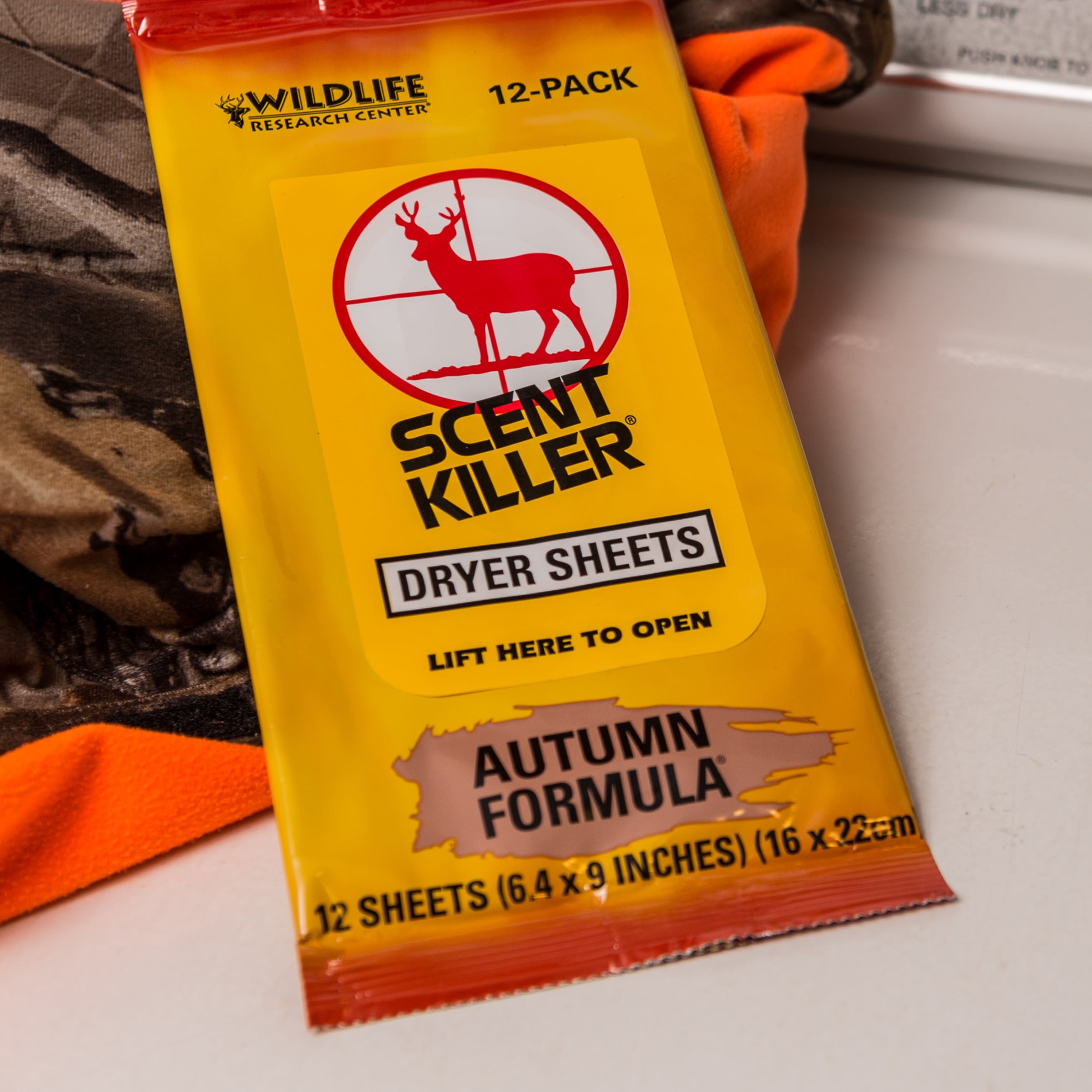 (4 pack) Wildlife Research Center, Scent Killer Autumn Formula Dryer Sheets, 12 Sheets for Hunting
