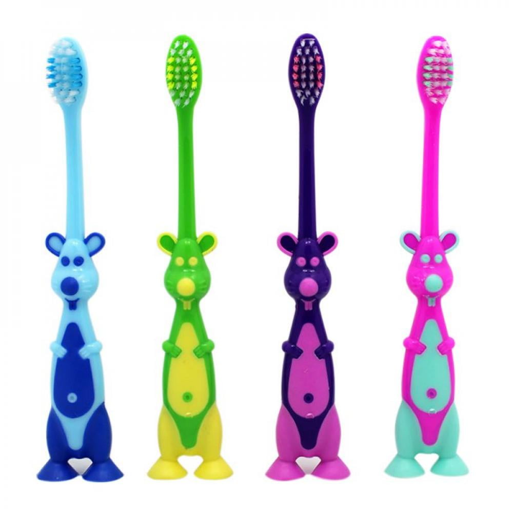 [Big Clear!]1/2/4pcs Kids Training Toothbrush Kids Cartoon Animal Shape Soft Bristle Toothbrush Dental Oral Care Brush Tool Random Color