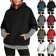 thumbnail image 1 of RKSTN Hoodies for Women Oversized Cuff Stripe Splicing Fake Two Pieces Hooded Sweatshirts Top Womens Casual Plus Size Loose Fits Comfy Hood Sweatshirts with Pockets Fall Spring Clothes, 1 of 10