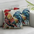 thumbnail image 3 of PIKWEEK Vintage Rooster Farmhouse Style Pillow Covers Rustic Cock Cushion Covers with Geometric Pattern Country Home Decorative Cotton Pillowcases A set of two  Multiple specifications White, 3 of 7