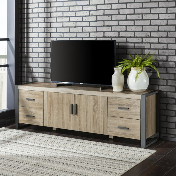 Walker Edison Metal and Wood TV Stand for TVs up to 78 ...