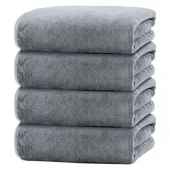 Juego de 4 Toallas de Baño, Toallas de Baño Grandes de 28"x 55" Altamente Absorbentes y de Secado Rápido, Sábanas de Baño 100% Microfibra, Toallas Suaves y Lujosas para Baño Spa Hotel Gimnasio