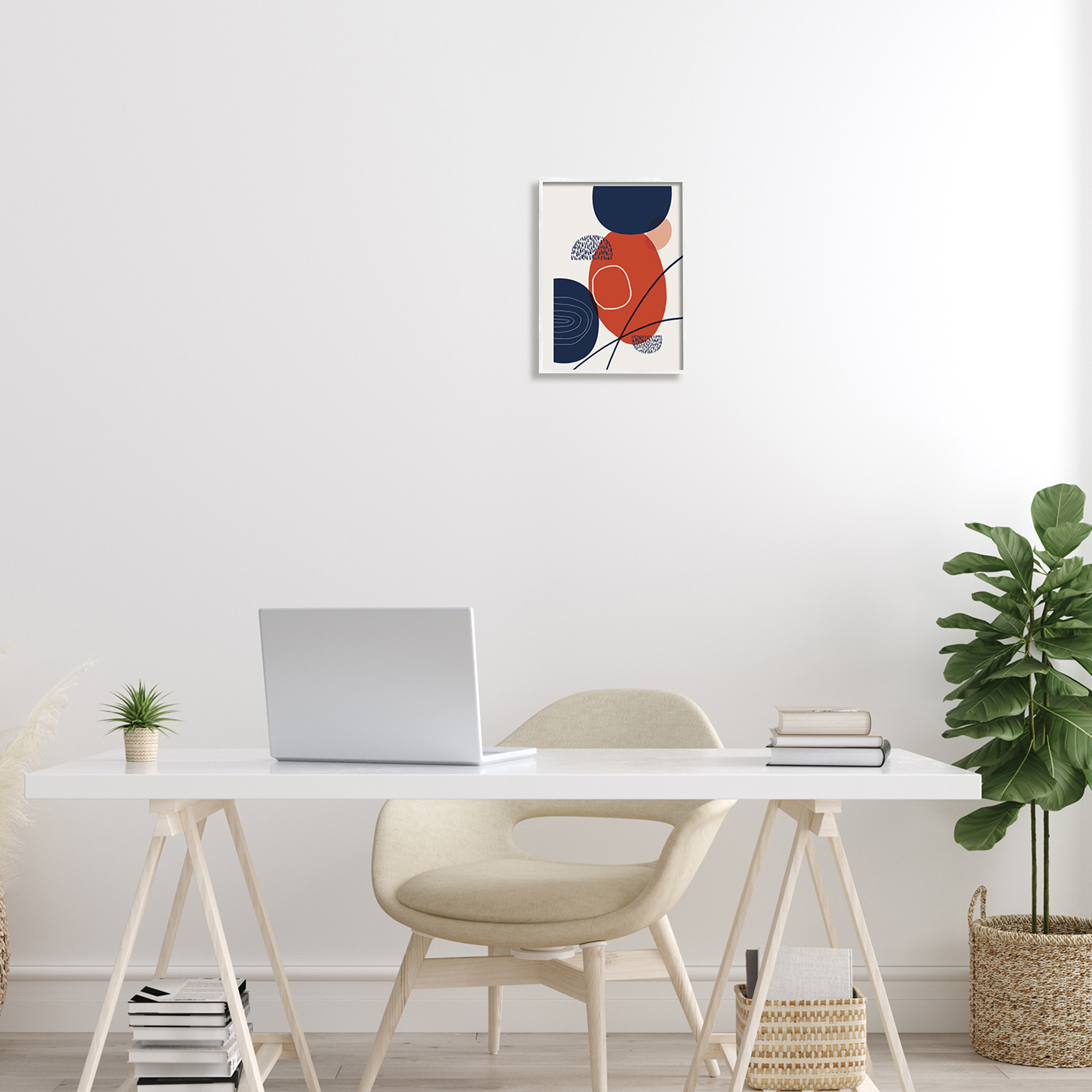 Modern Abstract Red Blue Circles Shapes Pattern Abstract Graphic Art Framed Art Print Wall Art